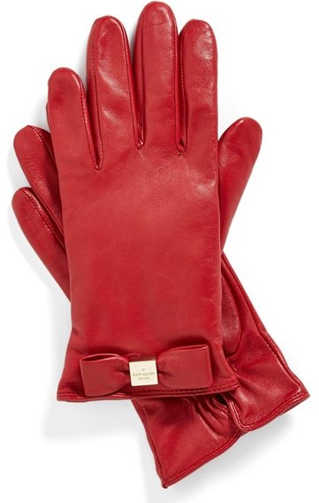 Kate Spade New York Logo Bow Leather Gloves, $128 | Nordstrom 