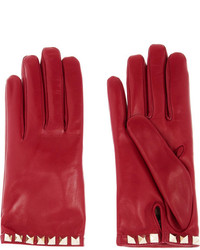Valentino Stud Embellished Leather Gloves