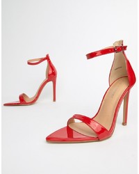 Public Desire Ace Red Patent Heeled Sandals Patent