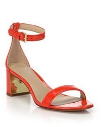 Tory Burch Cecile Patent Leather Mid Heel Sandals