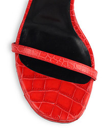 Saint Laurent Croc Embossed Leather Jane Sandals