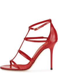 Jimmy Choo Dory Patent Leather Cage Sandal Red