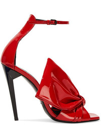 Saint Laurent Freja Patent Leather Sandals Red