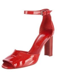 Hermes Herms Patent Leather Ankle Strap Sandals