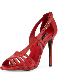Charles Jourdan Jaye Leather Half Dorsay Sandal Red