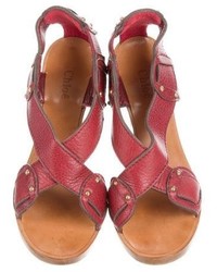 Chloé Leather Crossover Sandals