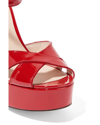 Marc Jacobs Lust Patent Leather Platform Sandals Red