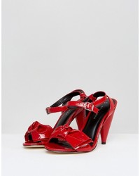 New Look Patent Bow Cone Heeled Sandal