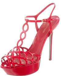 Sergio Rossi Patent Leather Cutout Sandals