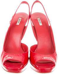 Miu Miu Patent Leather Slingback Sandals