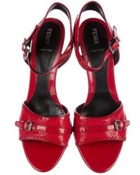 Fendi Perforated Patent Leather Sandals