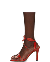 Gucci Red Gianta Leave Heeled Sandals