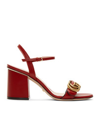 Gucci Red Marmont Heeled Sandals