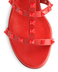 Valentino Rouge Leather Rockstud Sandals