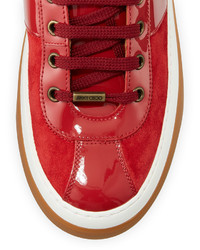 Jimmy Choo Belgravi Leather High Top Sneaker Red