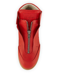 Maison Margiela Circuit Perforated Leather High Top Sneaker Red