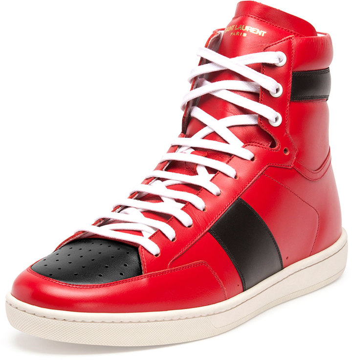 black and red high tops