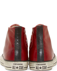 John Varvatos Converse By Red Leather Chuck Taylor High Top Sneakers