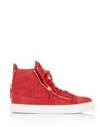 Giuseppe Zanotti Double Zip High Top Sneakers Red