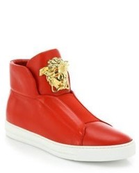 Versace First Idol Leather High Top Sneakers