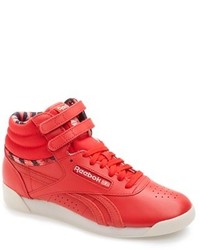 red reebok freestyle high top