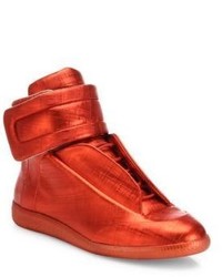Maison Margiela Future Hi Saffiano Metallic Leather Sneakers