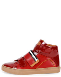 Bally Herick Leather High Top Sneakers Red