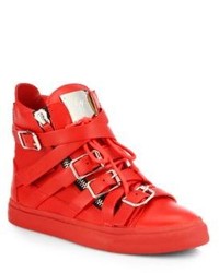 Giuseppe Zanotti Leather Buckle High Top Sneakers