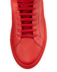 Givenchy Leather High Top Sneaker Red