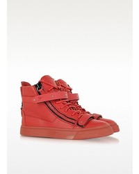 Giuseppe Zanotti London Red Leather And Metal High Top Sneaker