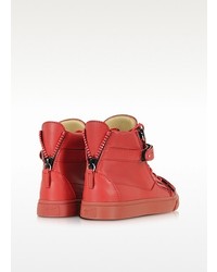 Giuseppe Zanotti London Red Leather And Metal High Top Sneaker