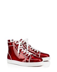 Christian Louboutin Louis Orlato Patent Psychic High Top Sneaker In Loubi At Nordstrom