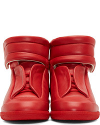 Maison Margiela Lipstick Red Leather Future High Top Sneakers