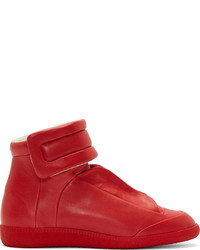 Maison Margiela Lipstick Red Leather Future High Top Sneakers