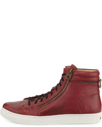Andrew Marc Marc New York By Remsen Leather High Top Sneaker Oxbloodblackwhite