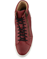 Andrew Marc Marc New York By Remsen Leather High Top Sneaker Oxbloodblackwhite