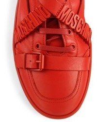 Moschino Multi Belt Calfskin Leather High Top Sneakers