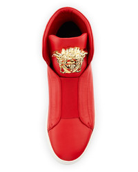 Versace Palazzo Idol Leather High Top Sneaker Red