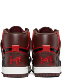 BAPE Red Brown Sta 93 Hi Sneakers