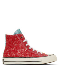 JW Anderson Red Converse Edition Glitter Chuck 70 High Sneakers