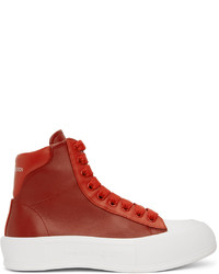 Alexander McQueen Red Deck Plimsoll High Sneakers