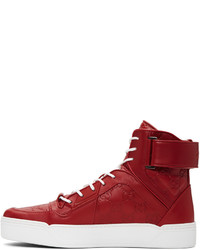 Gucci Red Gg Signature High Top Sneakers