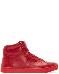 Dolce & Gabbana Red London High Top Sneakers