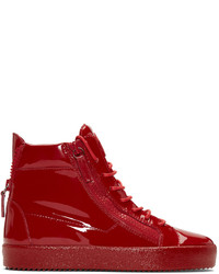Giuseppe Zanotti Red Patent London High Top Sneakers