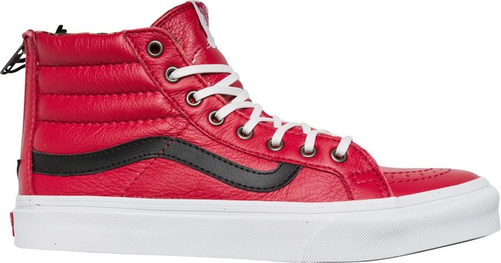 red leather high top vans