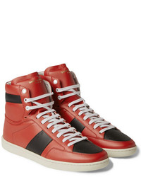 Saint Laurent Sl10h Leather High Top Sneakers