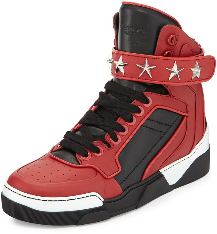 Nat Verenigde Staten van Amerika leveren Givenchy Tyson Star High Top Sneaker Blackred, $1,075 | Neiman Marcus |  Lookastic