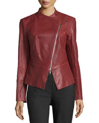 Lafayette 148 New York Asymmetric Zip Leather Jacket Date
