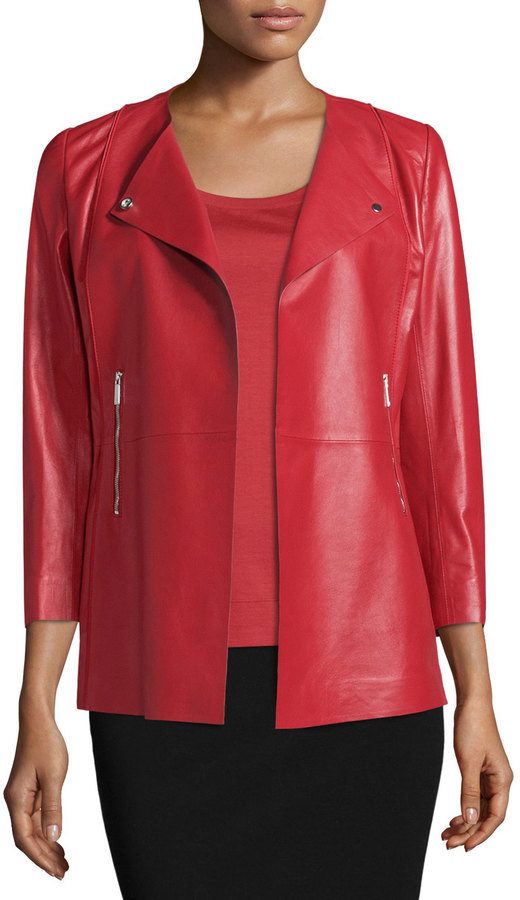 lafayette 148 red leather jacket