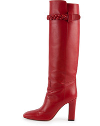 Valentino Braided Leather Knee Boot Rosso
